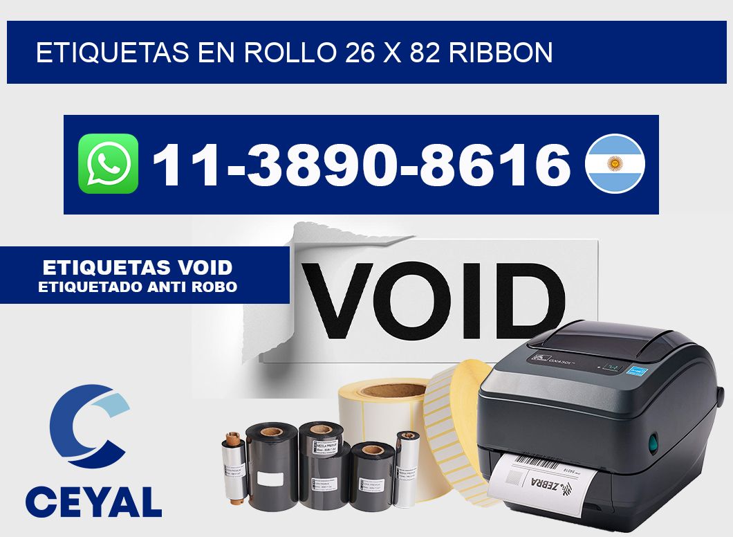Etiquetas en rollo 26 x 82 ribbon