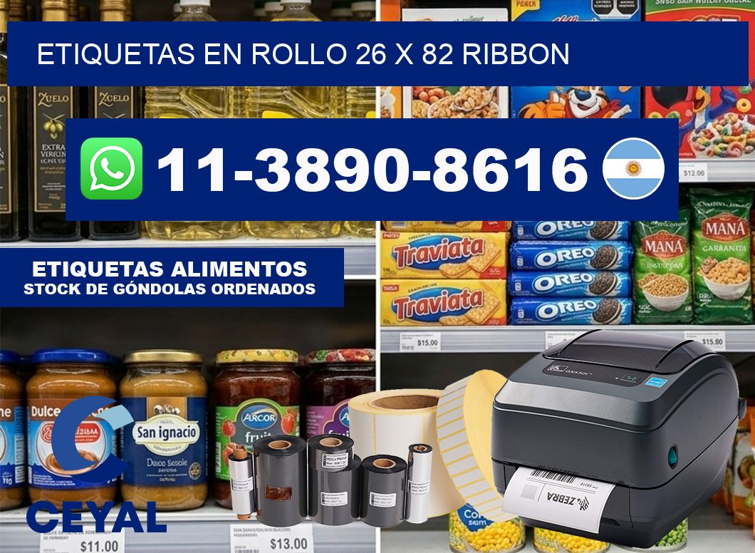 Etiquetas en rollo 26 x 82 ribbon