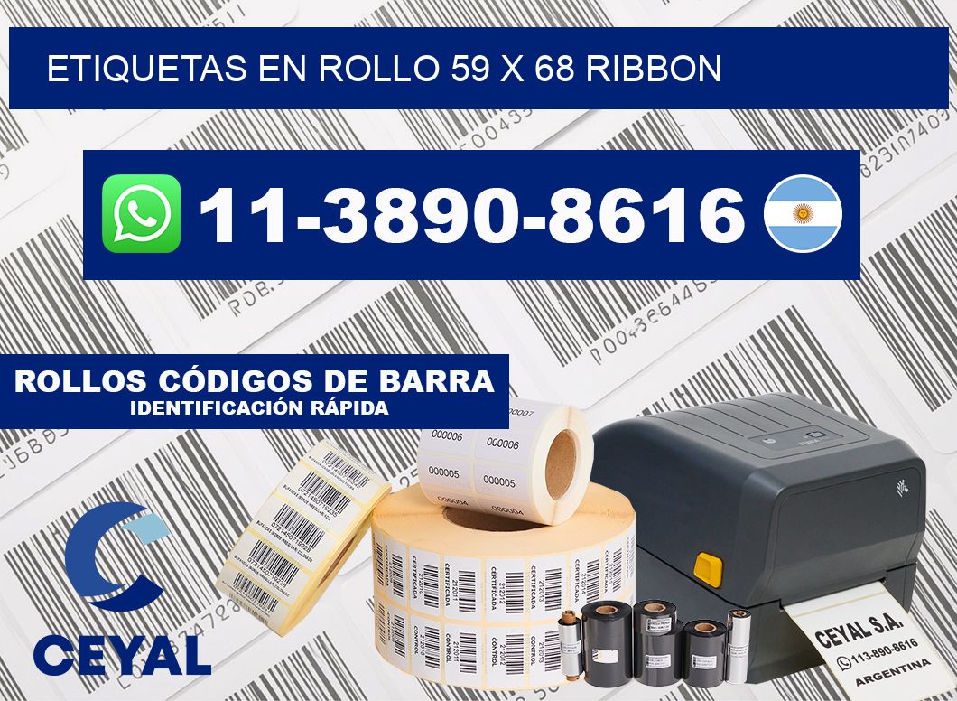 Etiquetas en rollo 59 x 68 ribbon
