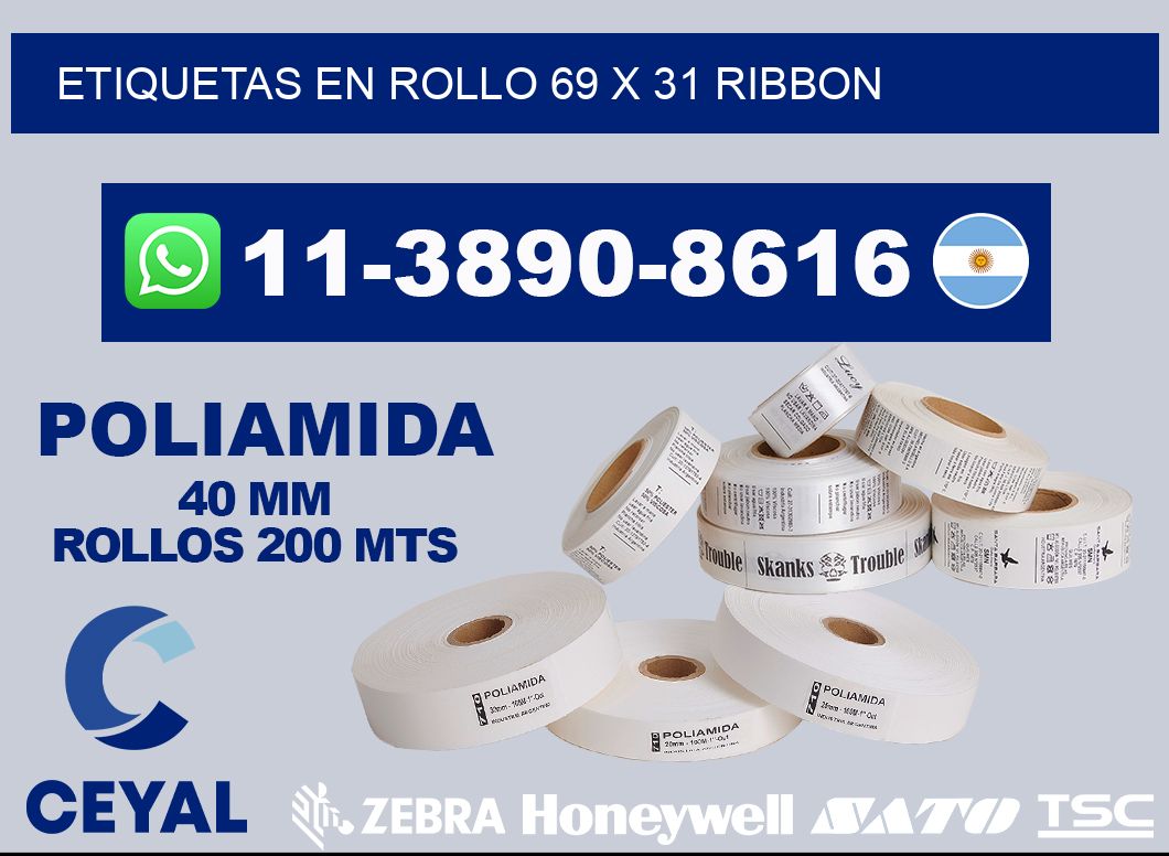 Etiquetas en rollo 69 x 31 ribbon