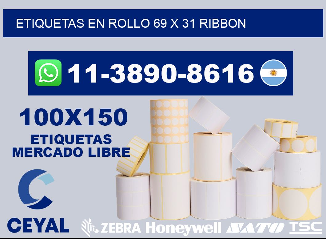 Etiquetas en rollo 69 x 31 ribbon