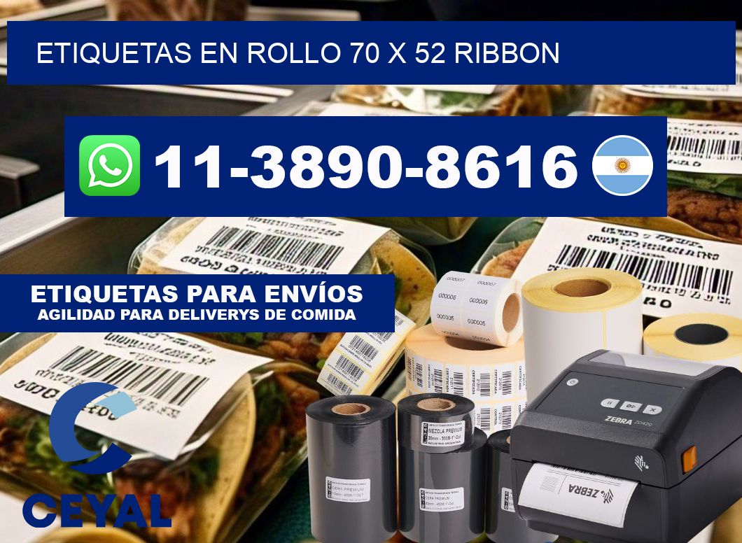 Etiquetas en rollo 70 x 52 ribbon