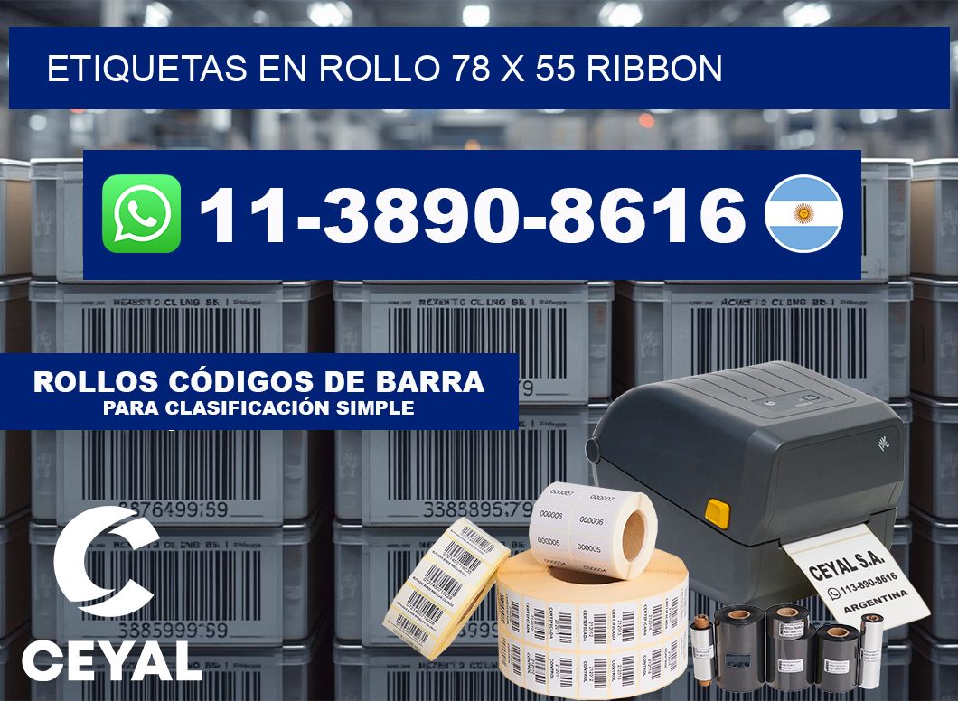 Etiquetas en rollo 78 x 55 ribbon