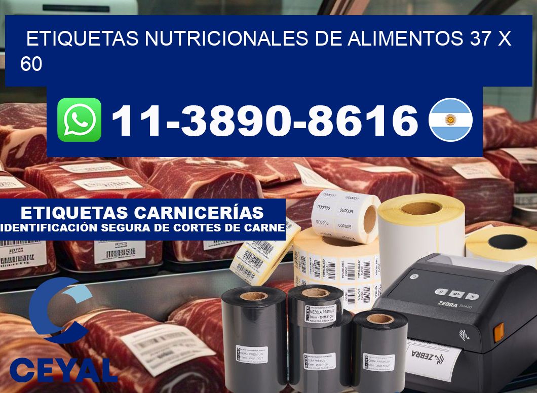 Etiquetas nutricionales de alimentos 37 x 60