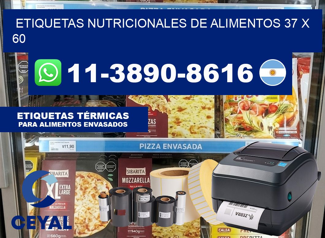 Etiquetas nutricionales de alimentos 37 x 60