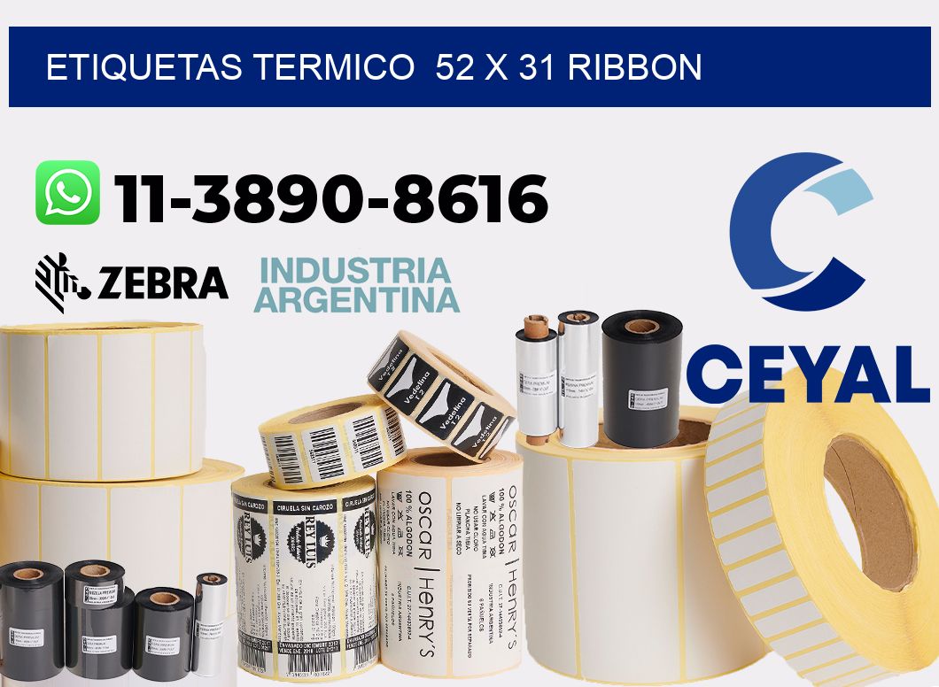 Etiquetas termico  52 x 31 ribbon