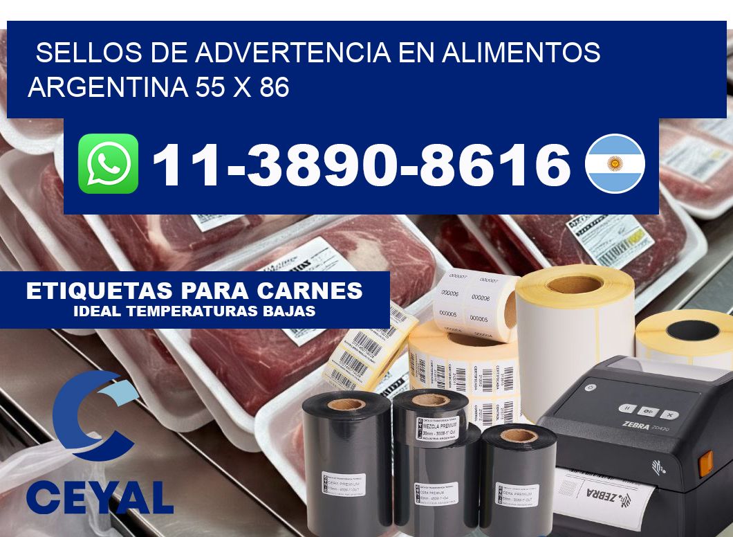 Sellos de advertencia en Alimentos argentina 55 x 86