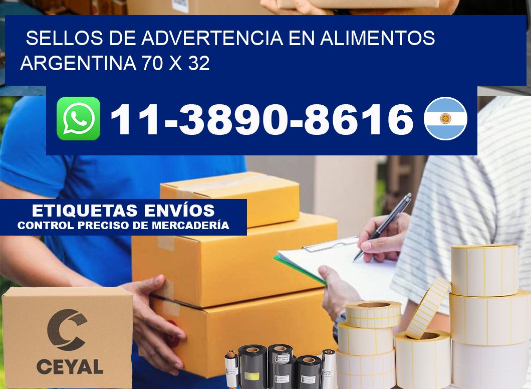 Sellos de advertencia en Alimentos argentina 70 x 32