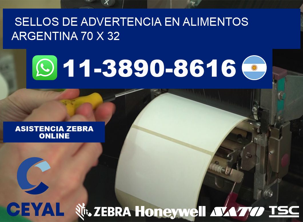 Sellos de advertencia en Alimentos argentina 70 x 32