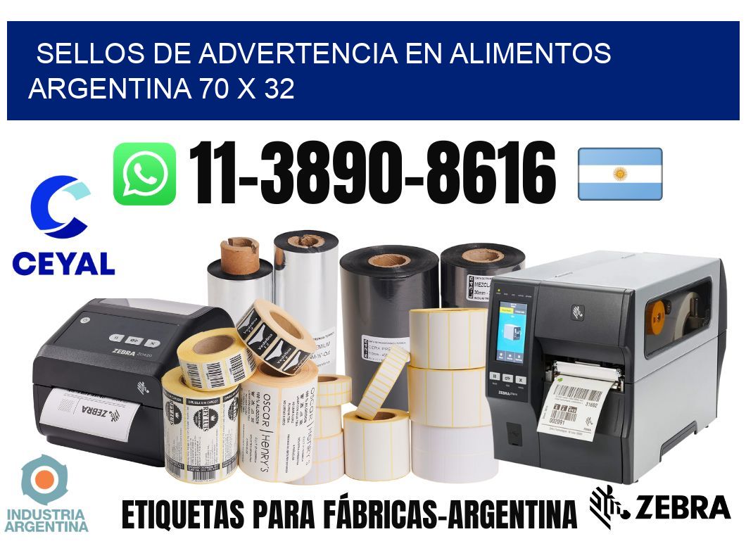 Sellos de advertencia en Alimentos argentina 70 x 32