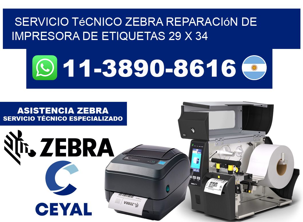 Servicio Técnico Zebra Reparación de Impresora de Etiquetas 29 x 34