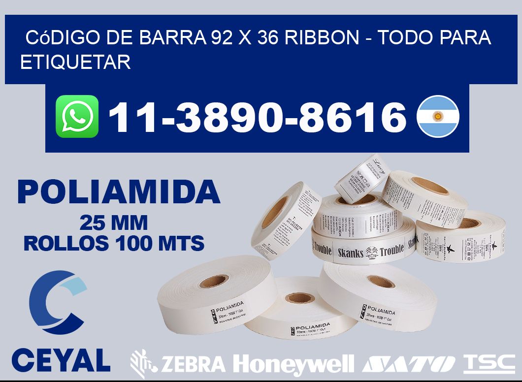 código de barra 92 x 36 ribbon - Todo para Etiquetar