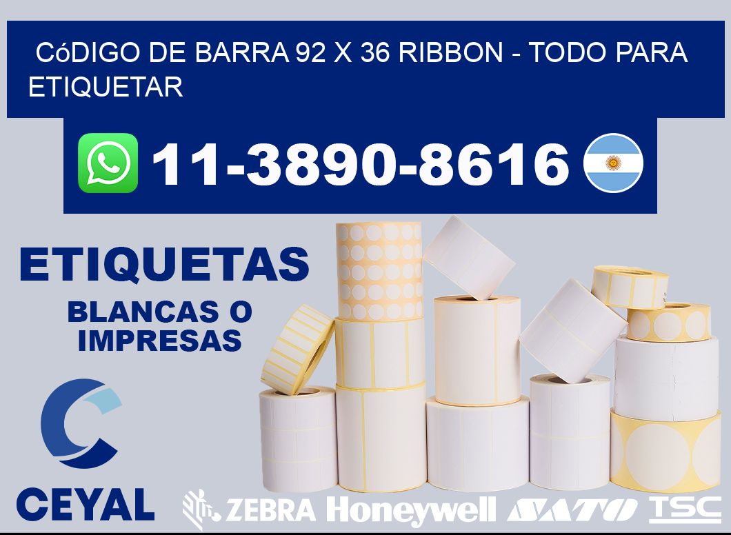 código de barra 92 x 36 ribbon - Todo para Etiquetar