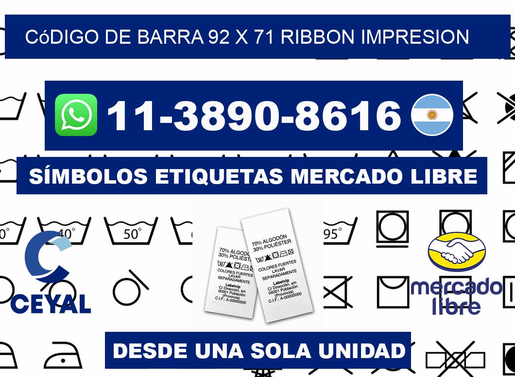 código de barra 92 x 71 ribbon impresion