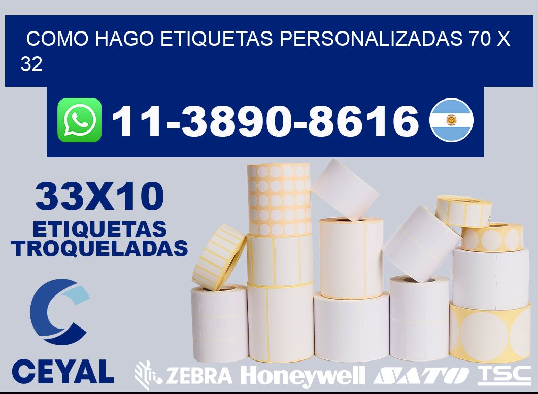 como hago etiquetas personalizadas 70 x 32