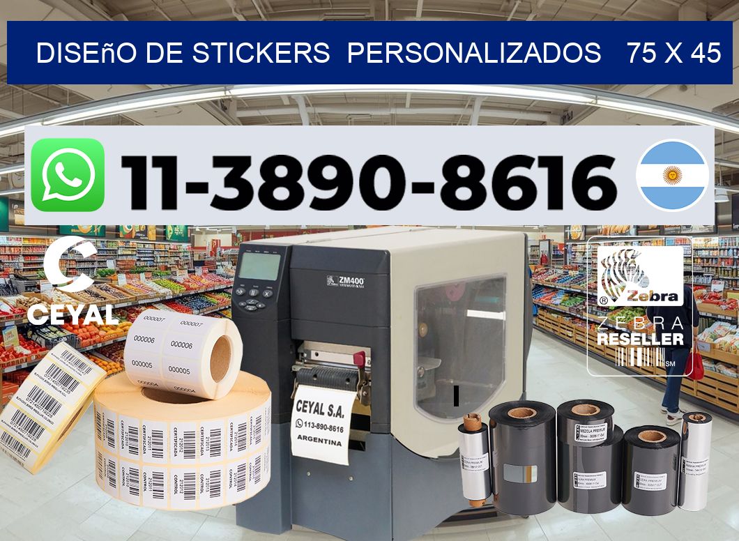diseño de stickers  personalizados   75 x 45