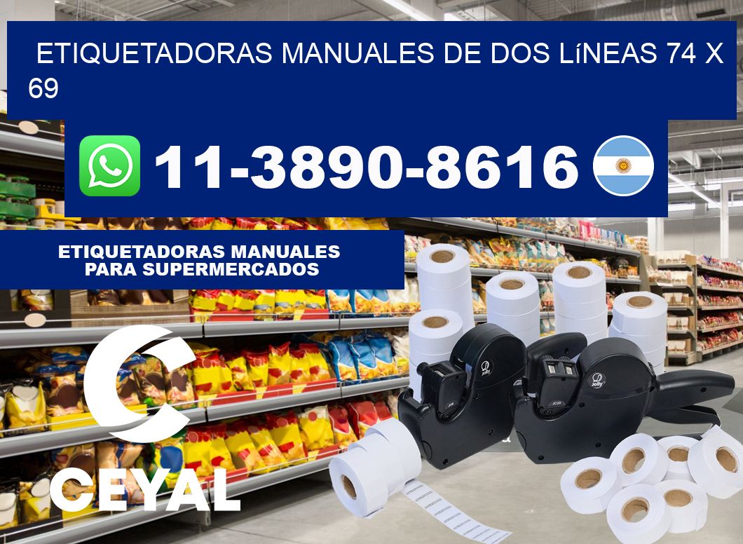 etiquetadoras manuales de dos líneas 74 x 69