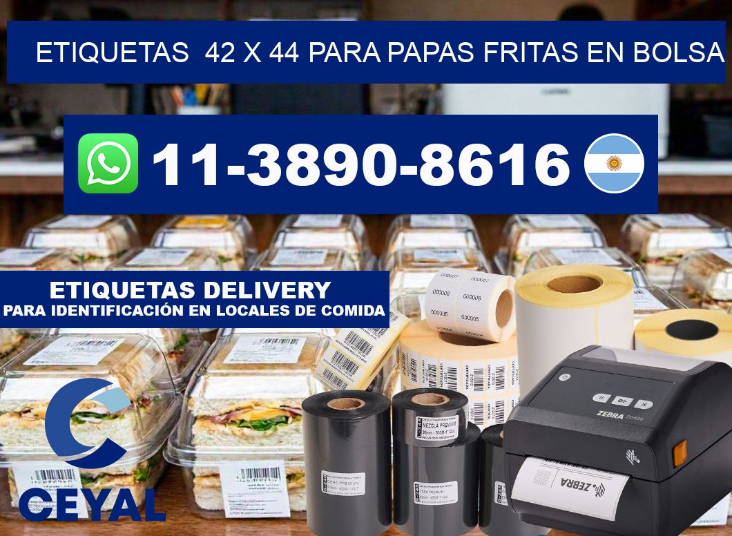 etiquetas  42 x 44 para Papas fritas en bolsa