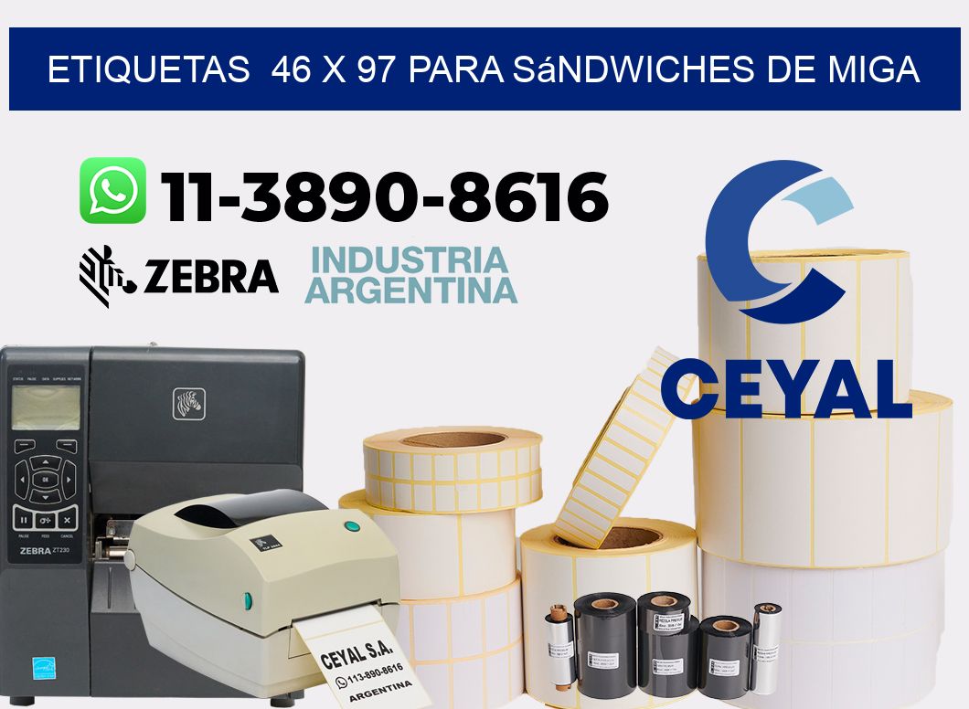 etiquetas  46 x 97 para Sándwiches de miga