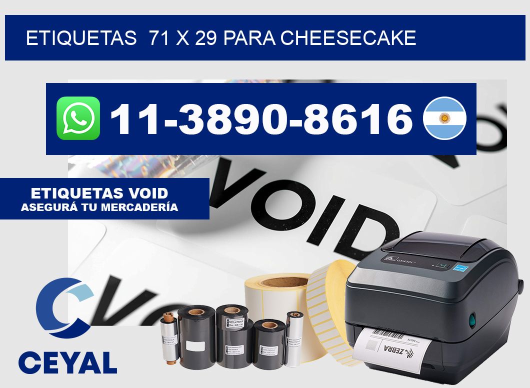 etiquetas  71 x 29 para Cheesecake