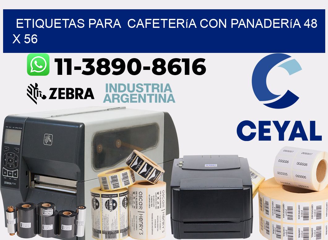 etiquetas para  Cafetería con panadería 48 x 56
