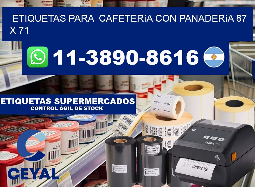 etiquetas para Cafetería con panadería 87 x 71