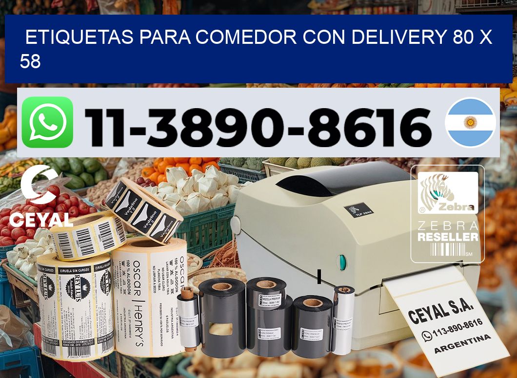 etiquetas para Comedor con delivery 80 x 58