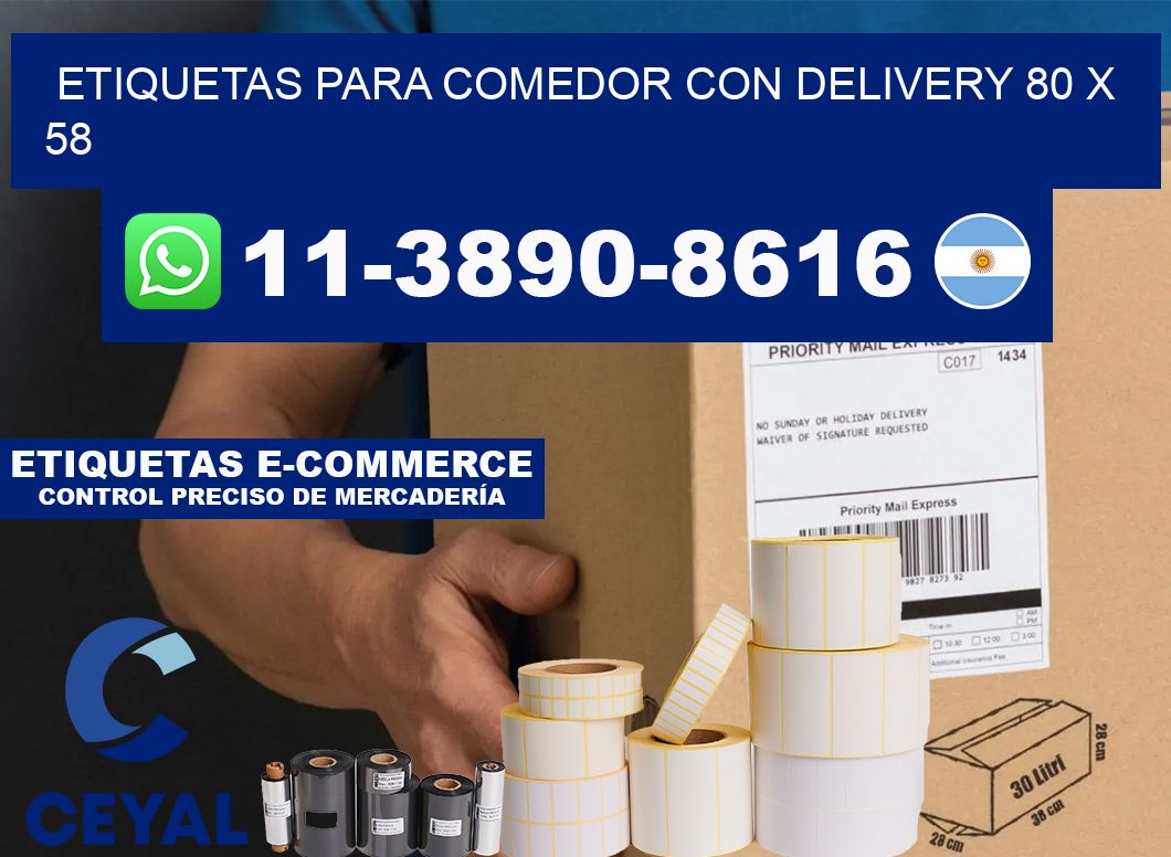 etiquetas para Comedor con delivery 80 x 58