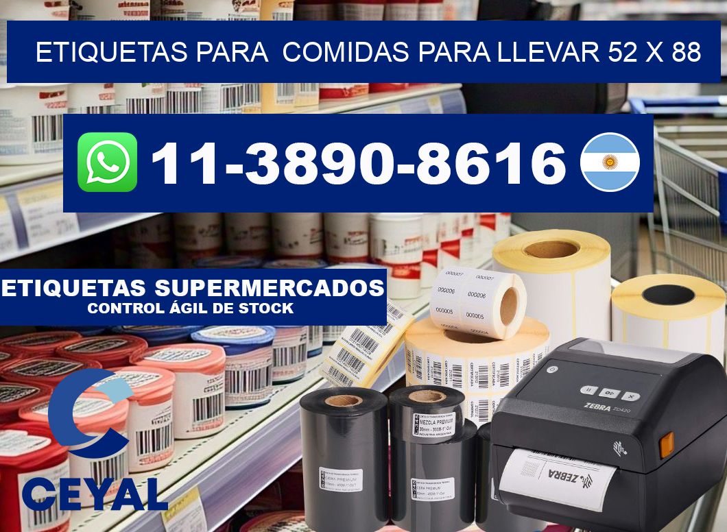 etiquetas para Comidas para llevar 52 x 88