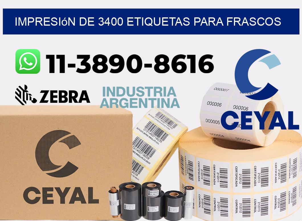 impresión de 3400 etiquetas para frascos