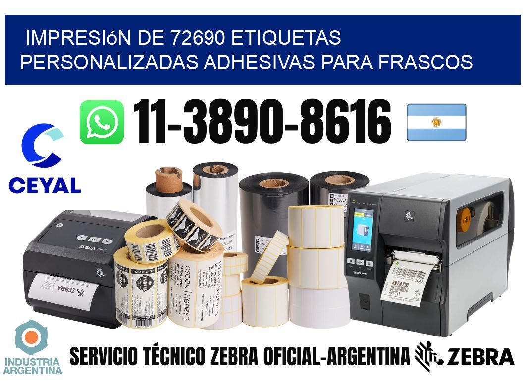 impresión de 72690 etiquetas personalizadas adhesivas para frascos