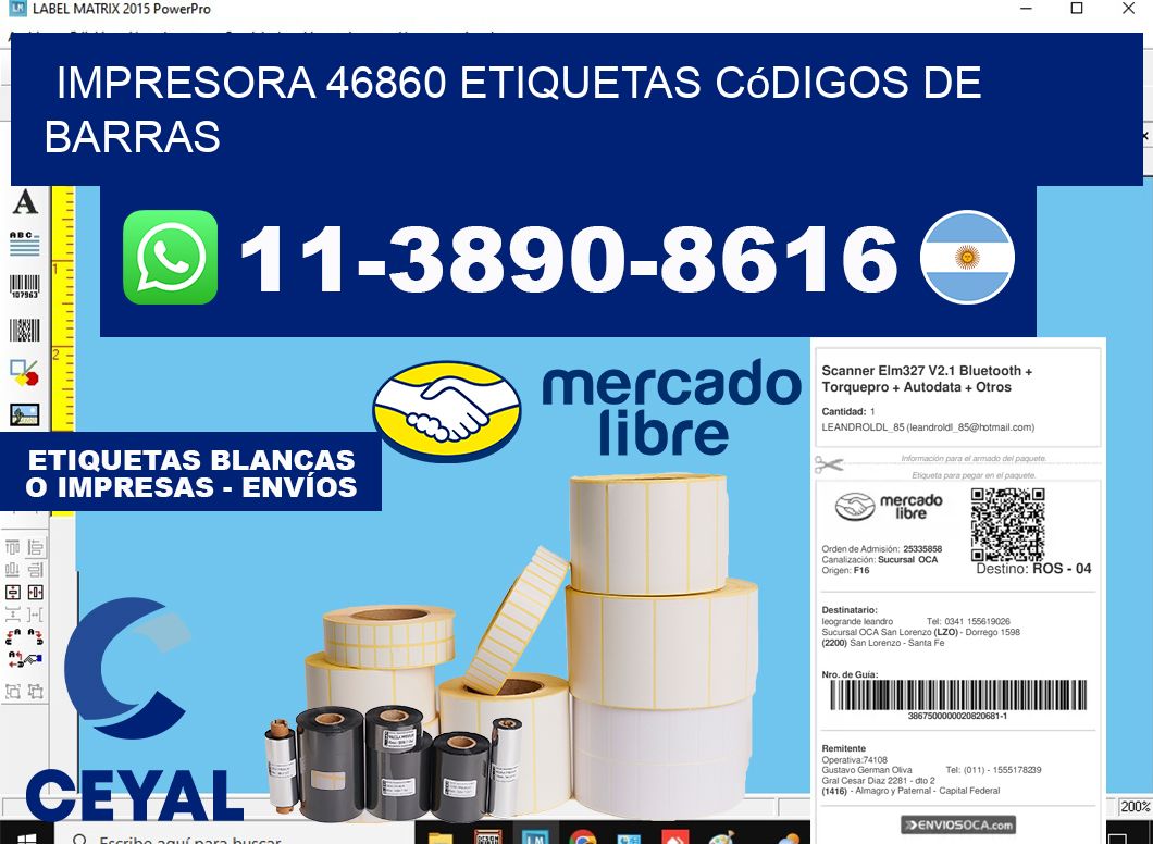 impresora 46860 etiquetas códigos de barras