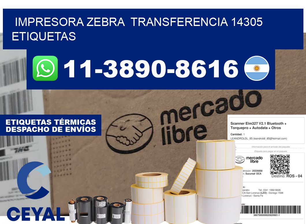 impresora zebra  transferencia 14305 etiquetas