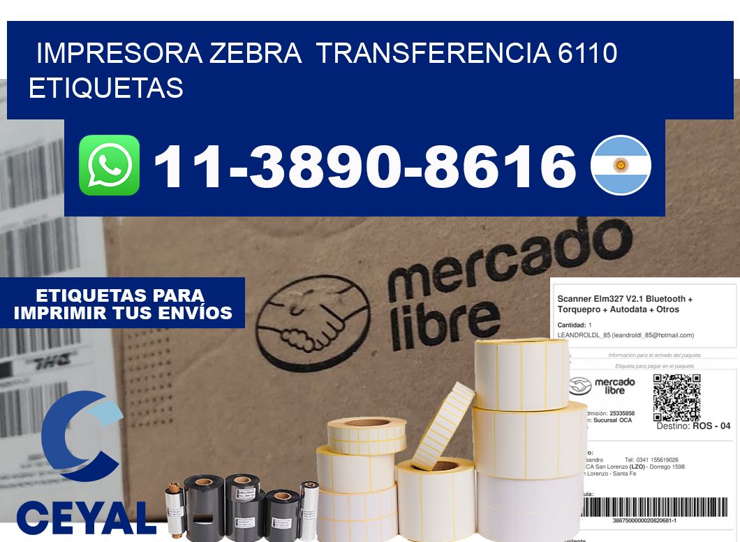 impresora zebra transferencia 6110 etiquetas
