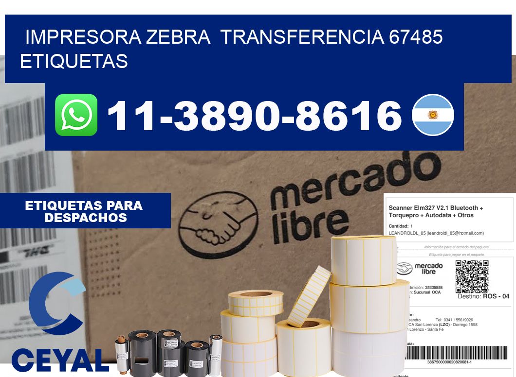 impresora zebra  transferencia 67485 etiquetas