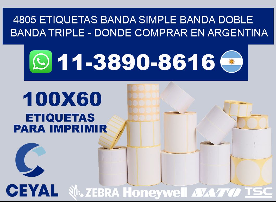 4805 etiquetas banda simple banda doble banda triple - Donde Comprar en Argentina