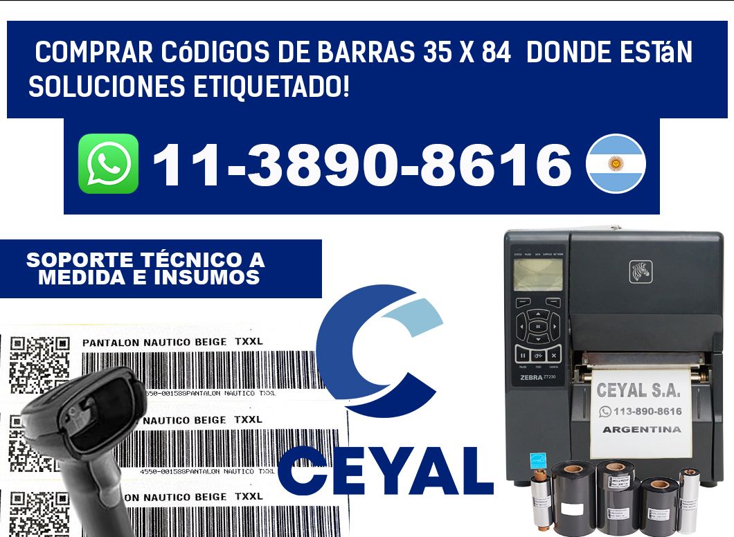 Comprar códigos de barras 35 x 84  donde están soluciones etiquetado!