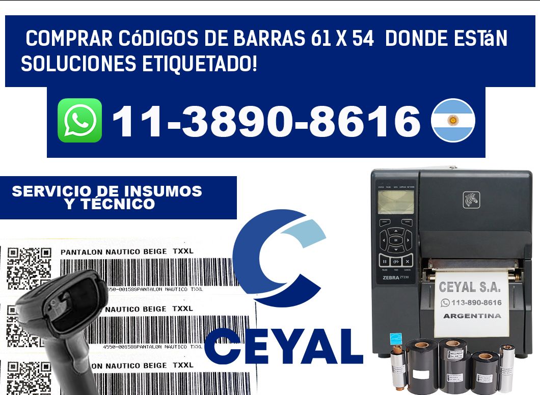 Comprar códigos de barras 61 x 54  donde están soluciones etiquetado!