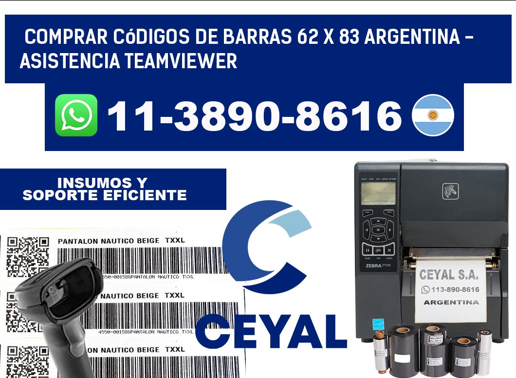 Comprar códigos de barras 62 x 83 argentina - asistencia teamviewer