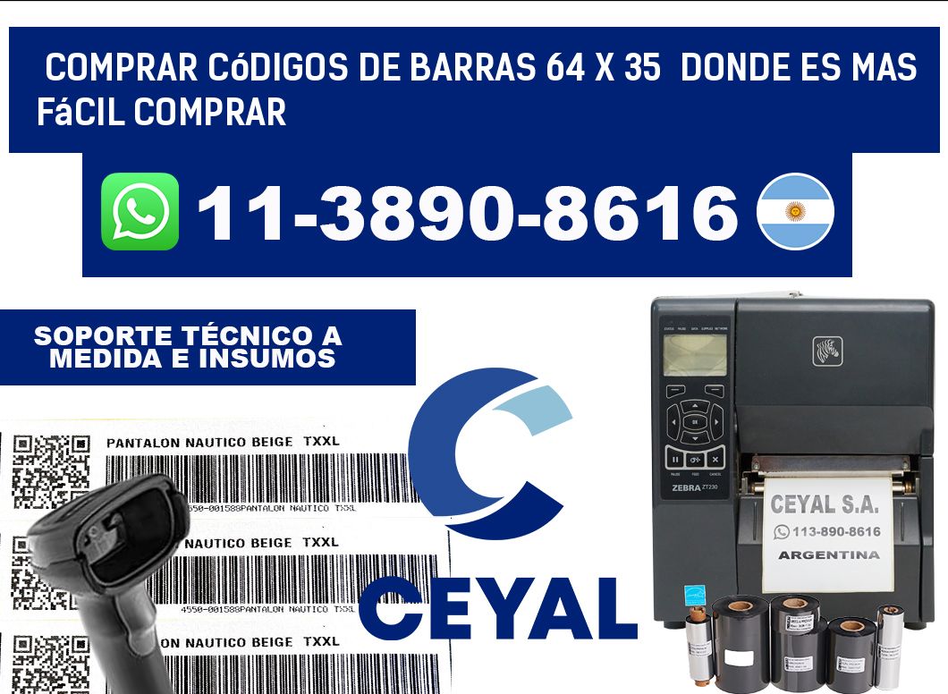 Comprar códigos de barras 64 x 35  Donde es mas fácil comprar