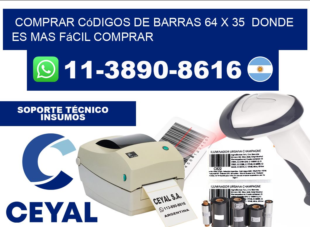 Comprar códigos de barras 64 x 35  Donde es mas fácil comprar