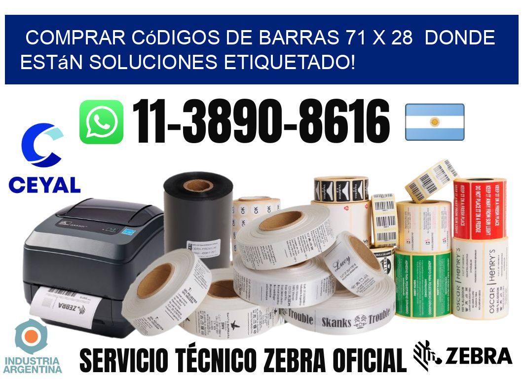 Comprar códigos de barras 71 x 28  donde están soluciones etiquetado!