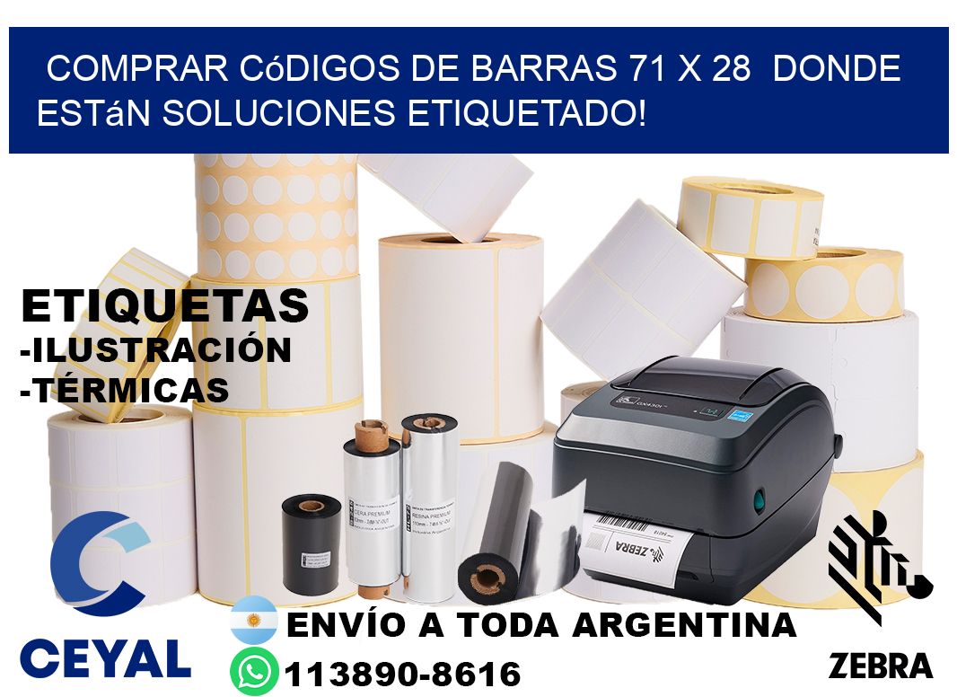 Comprar códigos de barras 71 x 28  donde están soluciones etiquetado!