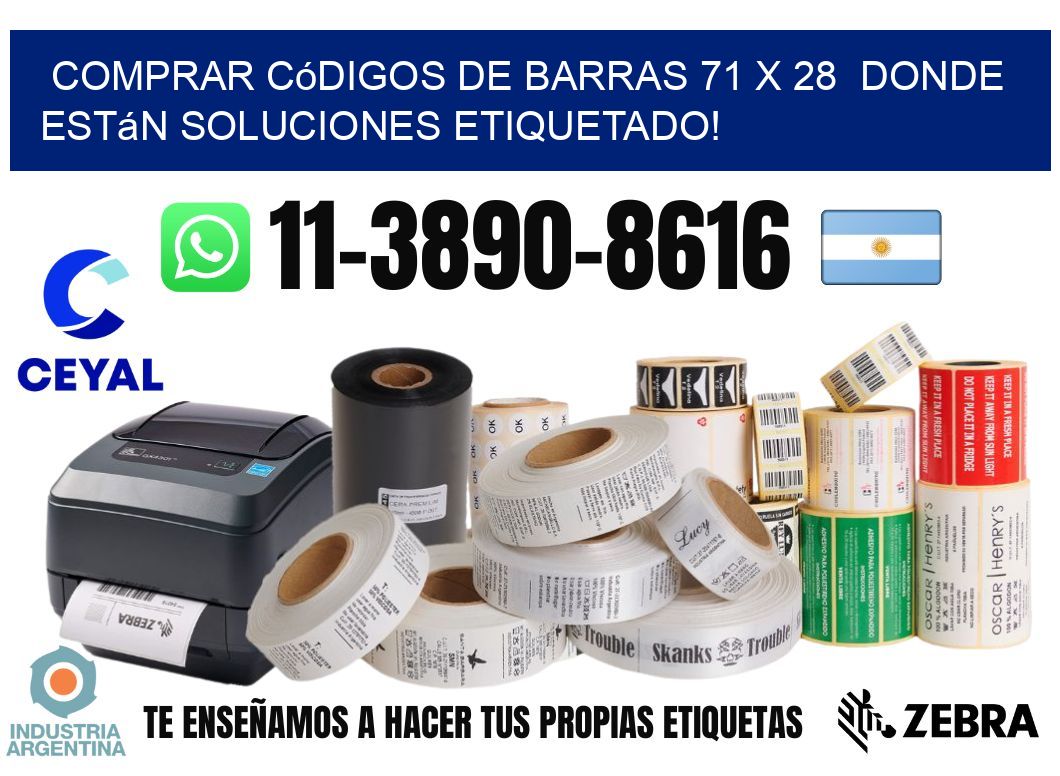 Comprar códigos de barras 71 x 28  donde están soluciones etiquetado!