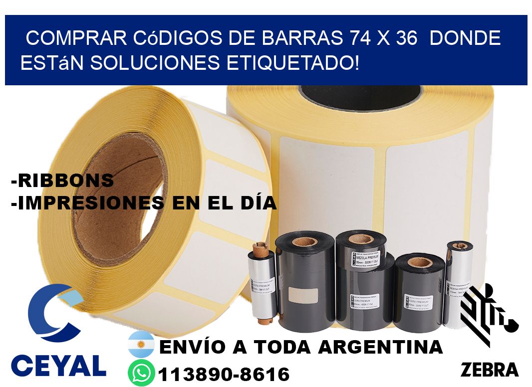 Comprar códigos de barras 74 x 36  donde están soluciones etiquetado!