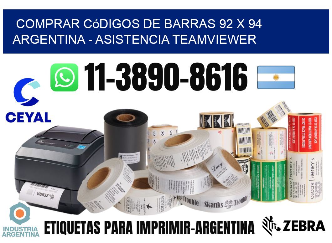 Comprar códigos de barras 92 x 94 argentina - asistencia teamviewer