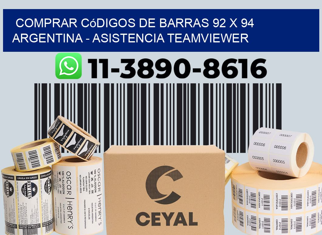 Comprar códigos de barras 92 x 94 argentina - asistencia teamviewer