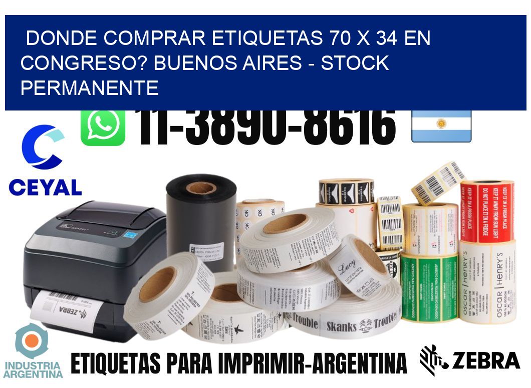 Donde Comprar etiquetas 70 x 34 en CONGRESO? Buenos Aires - Stock permanente