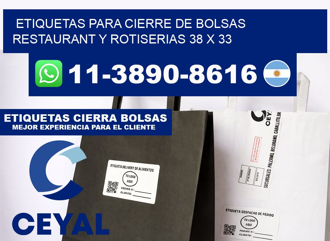 ETIQUETAS PARA CIERRE DE BOLSAS RESTAURANT Y ROTISERIAS 38 x 33
