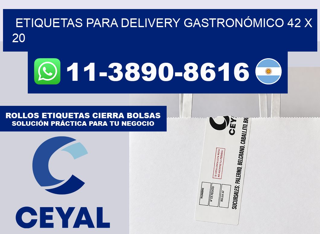 ETIQUETAS PARA DELIVERY GASTRONÓMICO 42 x 20